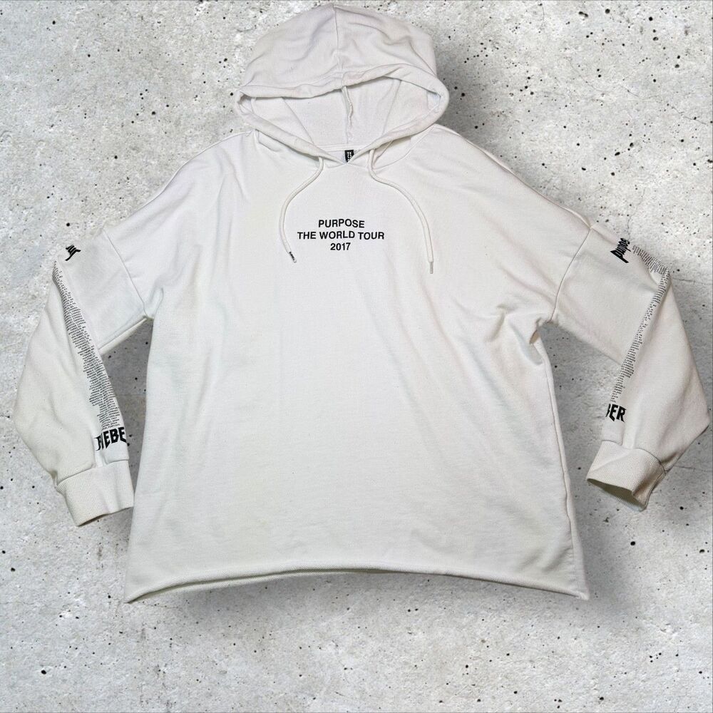 Justin Bieber “Purpose The World Tour 2017” Hoodie White Size Small